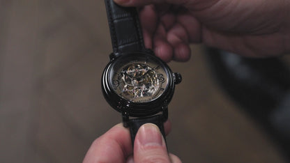 Thomas Earnshaw Men's 48mm Longcase Grande Auto Skeletonized Strap Watch