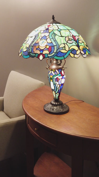 Tiffany-Style Lighting 24" Margaret Double Lit Stained Glass Table Lamp