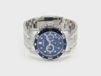 Invicta Men's 48mm Pro Diver Scuba Quartz Chronograph Blue Bezel & Dial Bracelet Watch