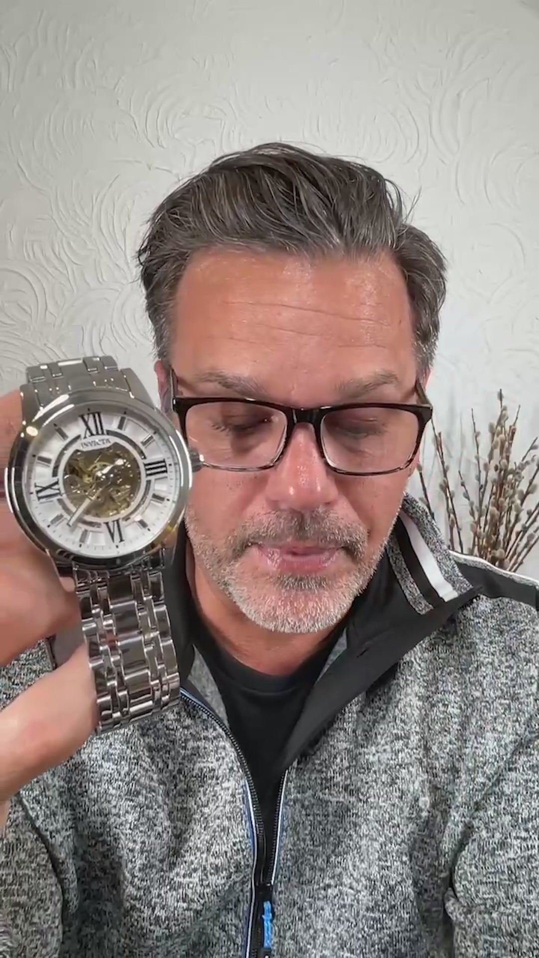 Load video: Invicta Men's 41mm Objet D'Art Automatic Skeletonized Dial Bracelet Watch