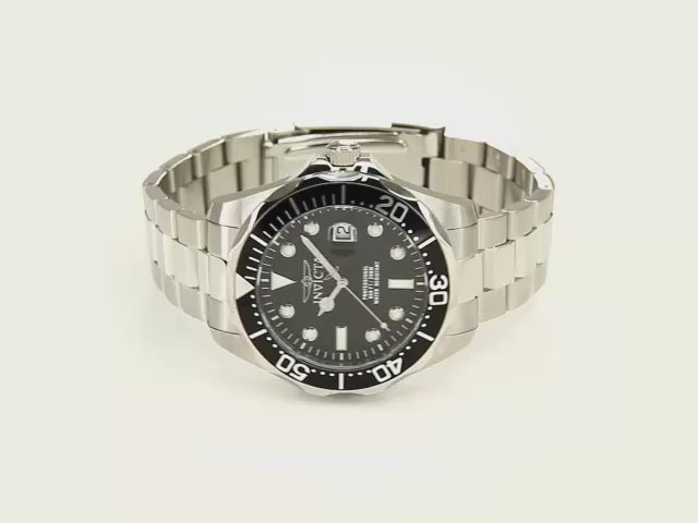 Load video: Invicta Men's 47mm Pro Diver Quartz Date Carbon Fiber Dial Bracelet Watch