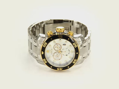 Invicta Men's 48mm Pro Diver Scuba Quartz Chrono Silvertone Black Bezel Bracelet Watch