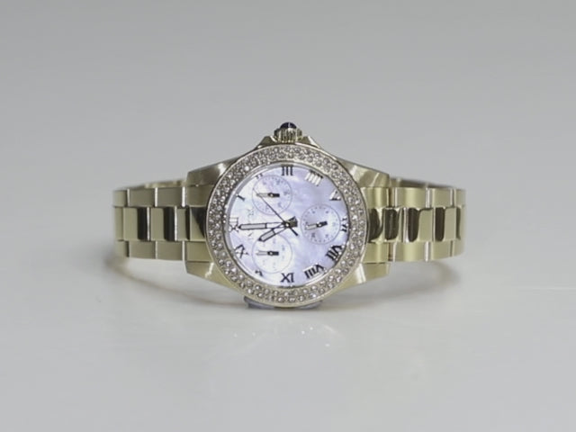 Load video: Invicta Women's 34mm Angel Quartz Multifunction Crystal Pave Bracelet Watch