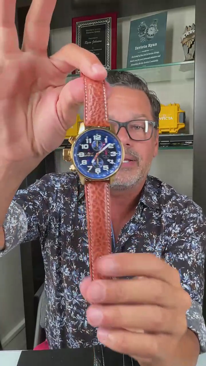 Load video: Invicta Men's 46mm I-Force Quartz Chronograph Embossed Leather Strap Watch