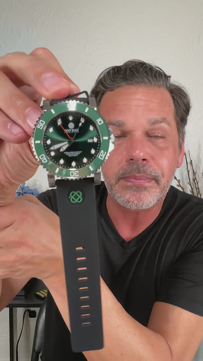 Deep Blue 44mm Green Land Quartz Dual Time Silicone Strap Watch