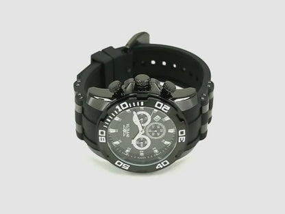 Invicta Men's 50mm Pro Diver Scuba Quartz Chronograph Blackout Dial & Case Silicone Strap Watch