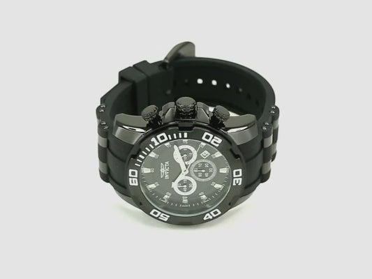 Invicta Men's 50mm Pro Diver Scuba Quartz Chronograph Blackout Dial & Case Silicone Strap Watch