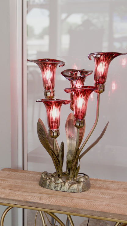 Tiffany-Style Lighting 20" Hand Blown Glass 5 Calla Lily Uplight Accent Lamp