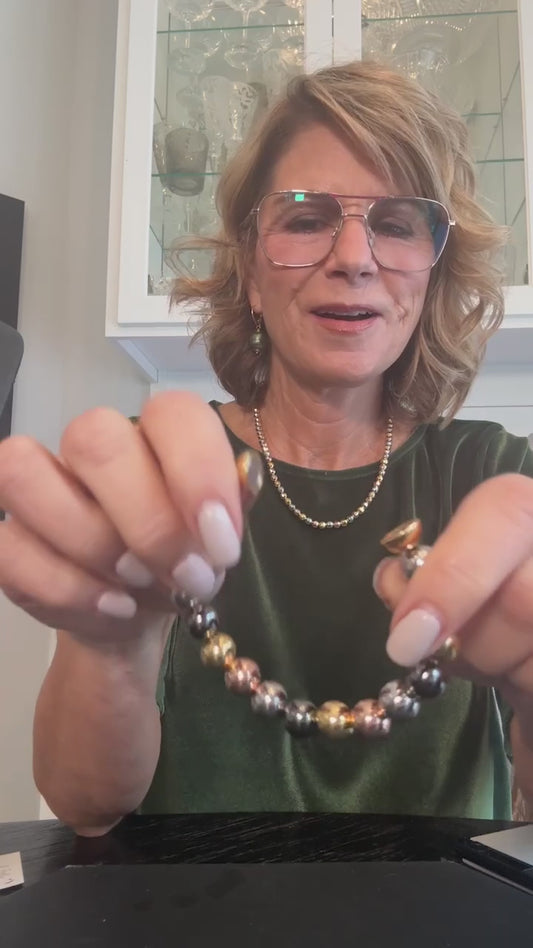 Toscana Italiana 18K Gold Plated Beaded Magnetic Clasp Bracelet