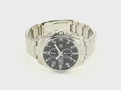 Invicta Men's 48mm Specialty Quartz Chronograph Black Carbon Fiber Dial Bracelet Watch