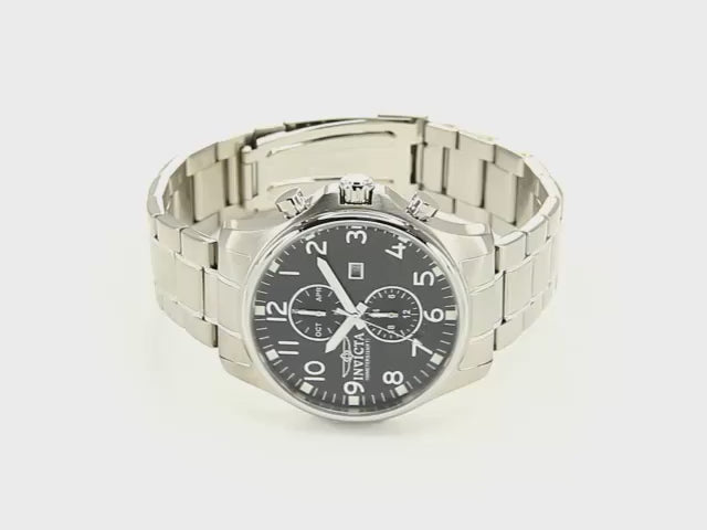Load video: Invicta Men's 48mm Specialty Quartz Chronograph Black Carbon Fiber Dial Bracelet Watch