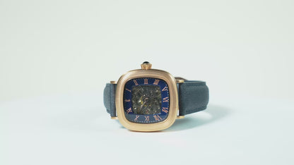 Thomas Earnshaw Men's 38mm Chester Automatic Skeletonized Square Leather Strap Watch