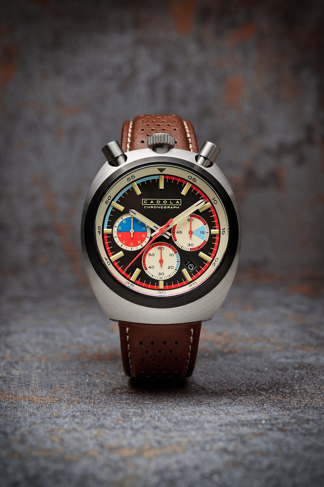 Cadola Men's 42mm Testa Di Toro Quartz Chronograph Leather Strap Watch