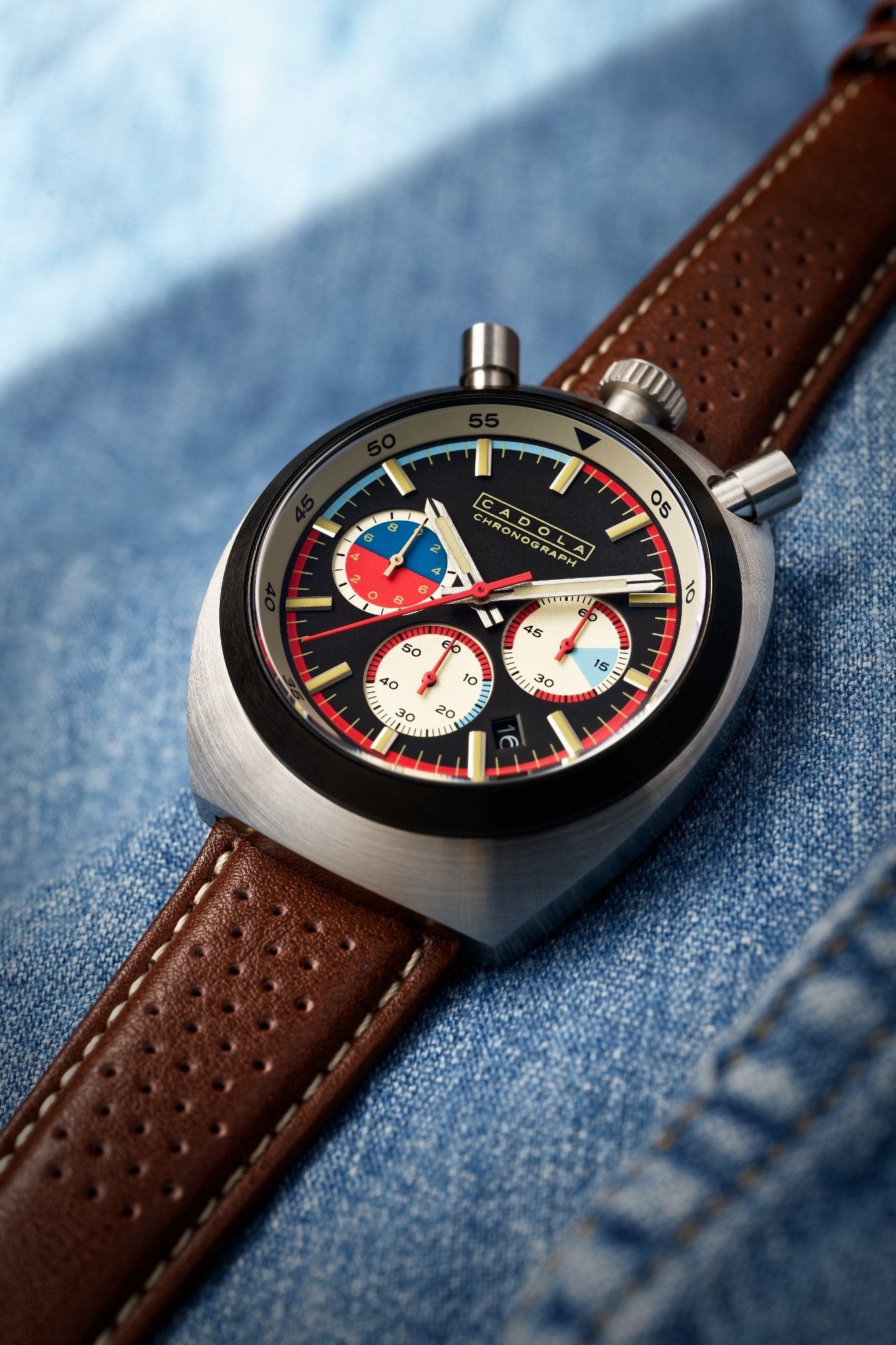 Cadola Men's 42mm Testa Di Toro Quartz Chronograph Leather Strap Watch