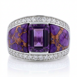 Platinum Plated Amethyst & Purple Mohave Turquoise Inlay Ring