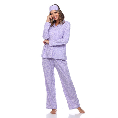 White Mark Women's 3-Piece Paisley Pajama Set