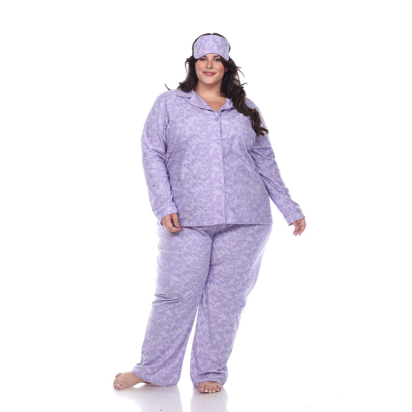 White Mark Women's 3-Piece Paisley Pajama Set