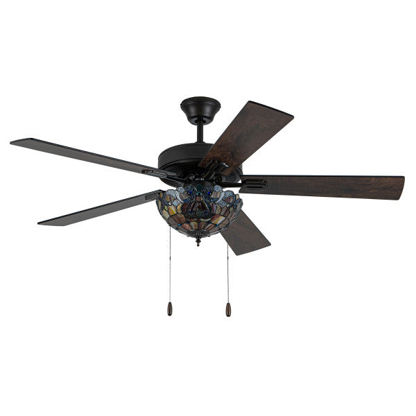 Tiffany-Style Lighting 52" Magna Carta Indoor Glass Oil Rubbed Bronze Celing Fan