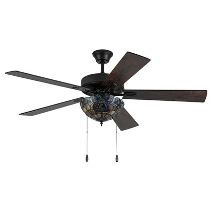 Tiffany-Style Lighting 52" Magna Carta Indoor Glass Oil Rubbed Bronze Celing Fan