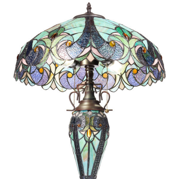 Tiffany-Style Lighting 24.5" Halston Double Lit Bowl Shade Stained Glass Table Lamp
