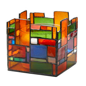 Tiffany-Style Lighting 4.75" Geometric Stained Glass Candle Holder