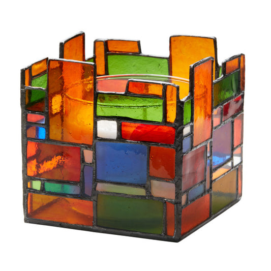 Tiffany-Style Lighting 4.75" Geometric Stained Glass Candle Holder
