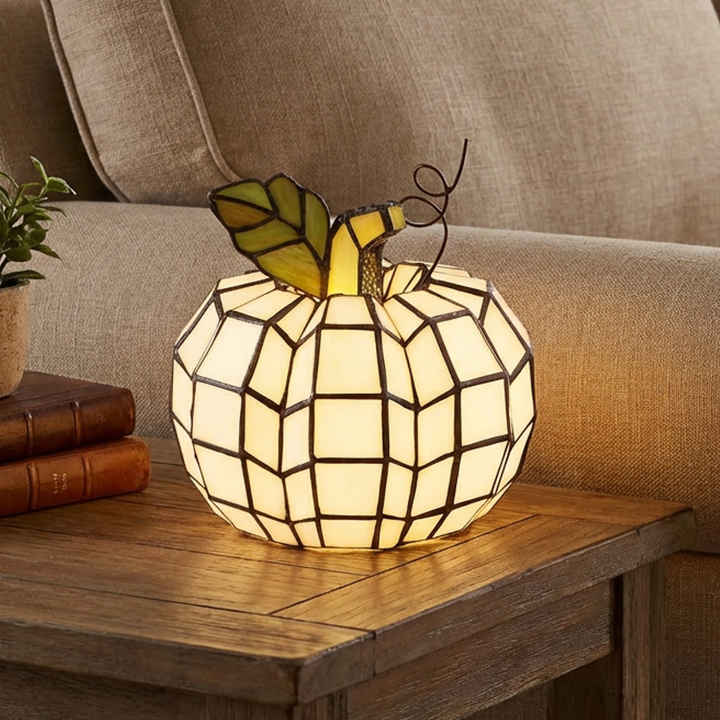 Tiffany-Style Lighting 9" Patch the Pumpkin Stained Glass Accent Lamp