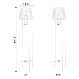 Tiffany-Style Lighting 61" Nadia Metal & Clear Glass Blown Modern Floor Lamp