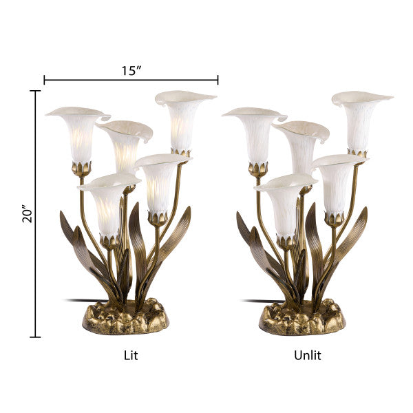 Tiffany-Style Lighting 20" Hand Blown Glass 5 Calla Lily Uplight Accent Lamp