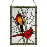 Tiffany-Style Lighting 18.5" Northern Cardinal Songbird Stained Glass Window Panel