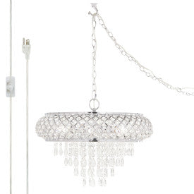 Tiffany-Style Lighting 14.25" Clear & Chrome Tiered Glass Hanging Chandelier