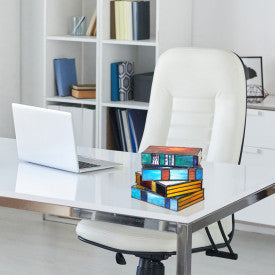 Tiffany-Style Lighting 5.75" Multi-Colored Book Stack Stained Glass Accent Lamp