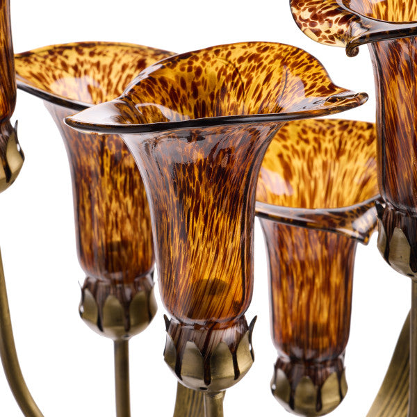 Tiffany-Style Lighting 20"H Hand Blown Glass 5 Calla Lily Uplight Accent Lamp