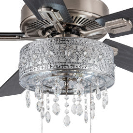Tiffany-Style Lighting 52" Roxsie 5-Blade Crystal LED Chandelier Ceiling Fan