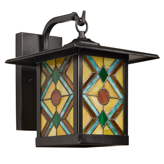 Tiffany-Style Lighting Multicolor Stained Glass 1-Light Outdoor Lantern Wall Sconce