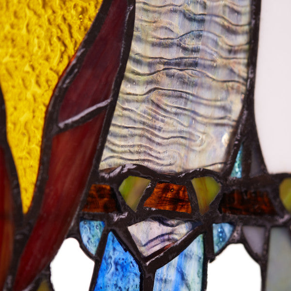 Tiffany-Style Lighting 9.5" Birds in Love Stained Glass Window Panel