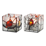 Tiffany-Style Lighting Beautiful Birds Stained Glass Candle Holder Set
