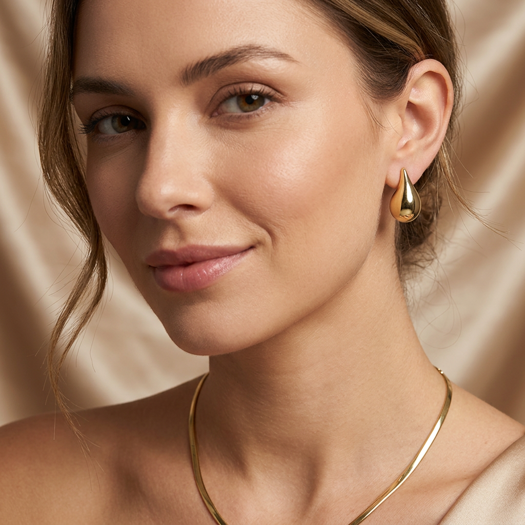 14K Italian Gold Raindrop Stud Earrings
