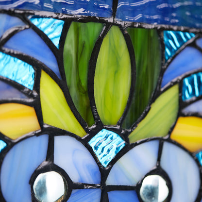 Tiffany-Style Lighting 36" Victorian Stained Glass Fleur De Lis Window Panel