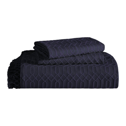 Superior "Remi" Jacquard Geometric Fringe Cotton Poly Blend Bedspread Set