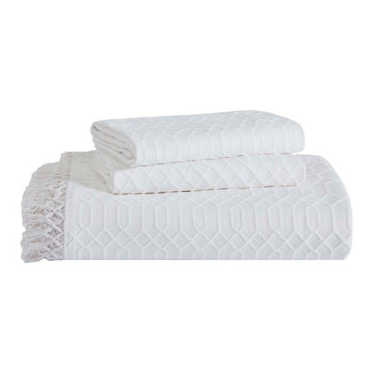 Superior "Remi" Jacquard Geometric Fringe Cotton Poly Blend Bedspread Set