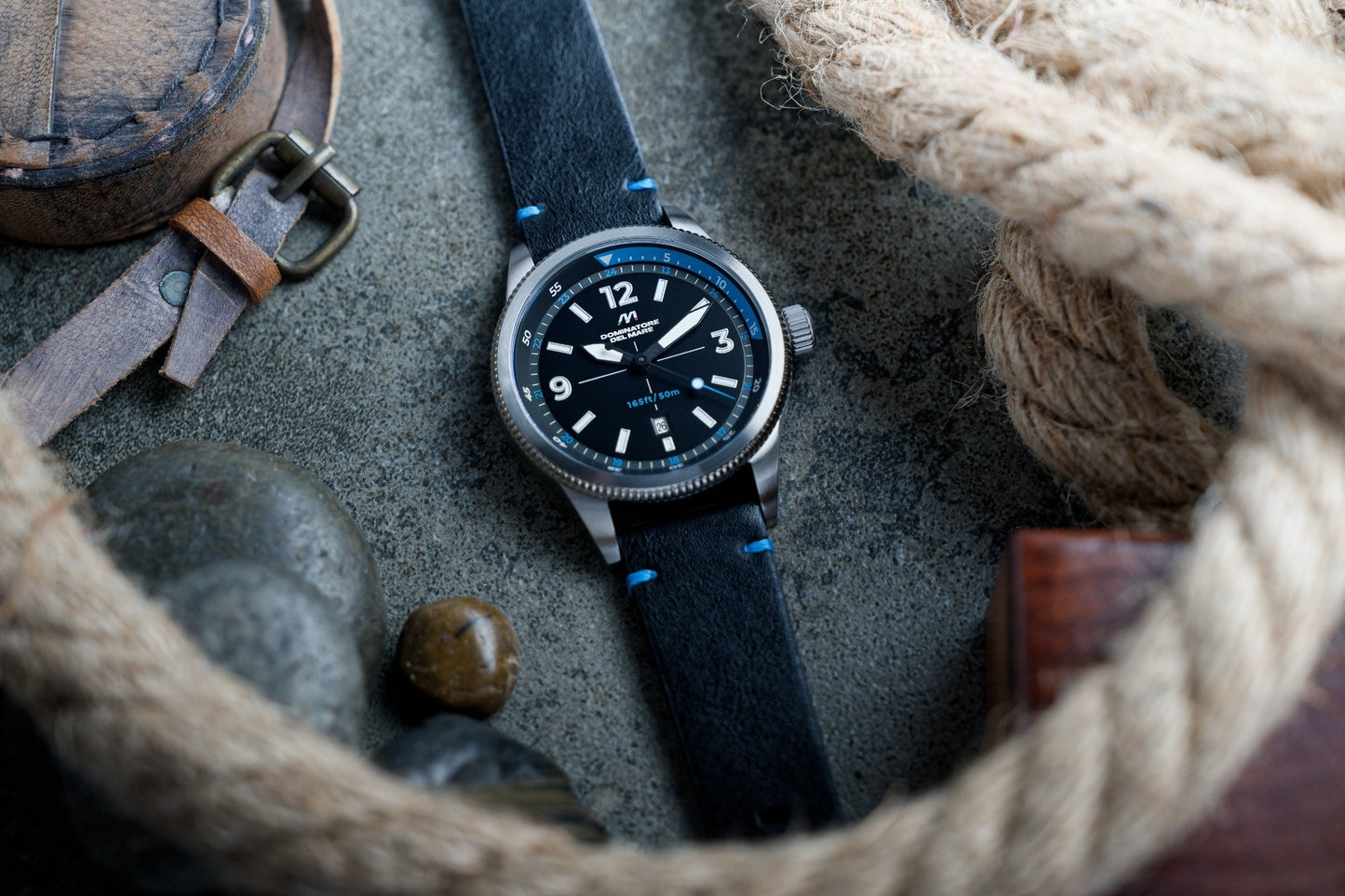 Dominatore Del Mare Men's 42mm Aviatore Quartz Leather Strap Watch