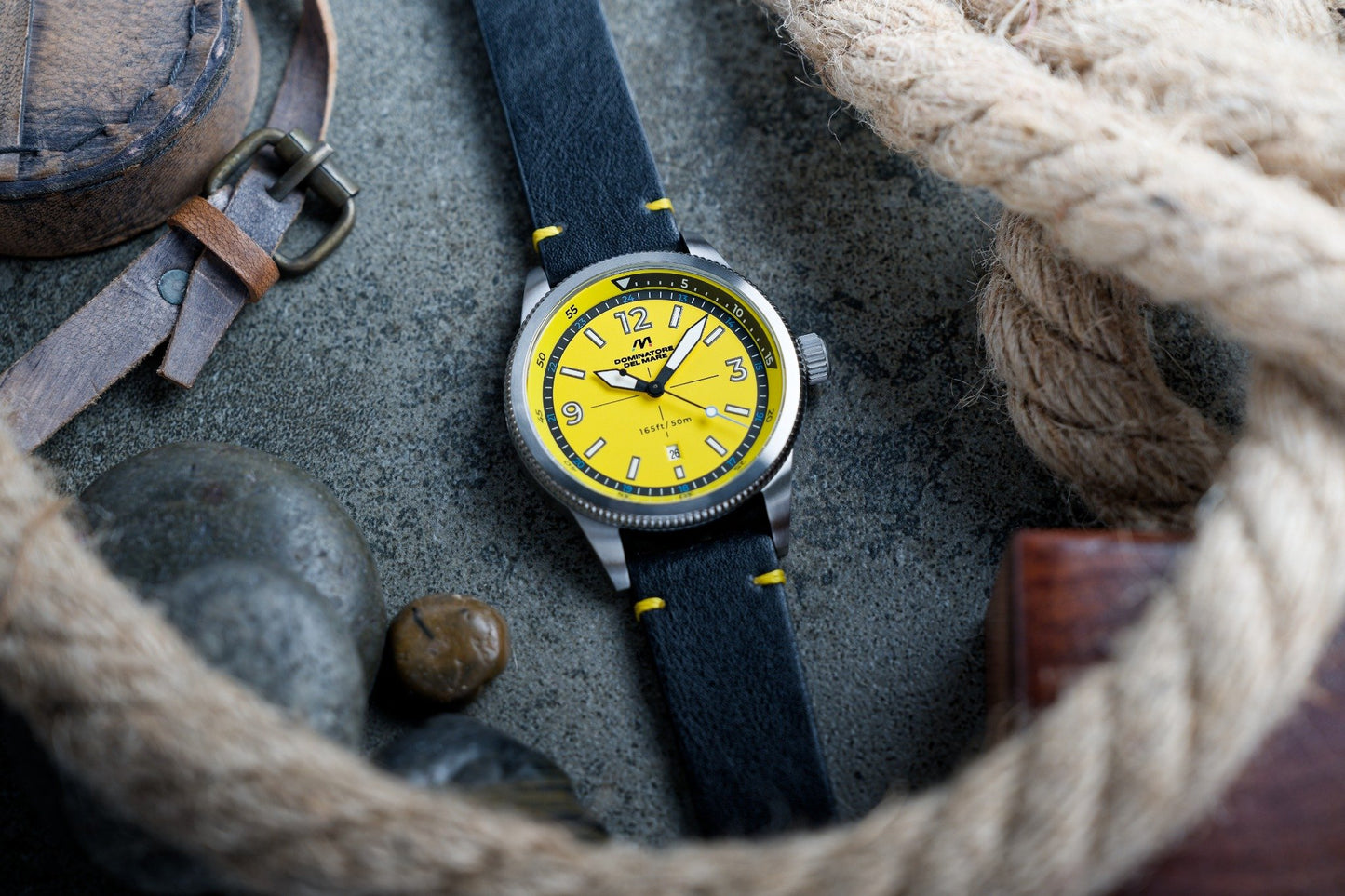 Dominatore Del Mare Men's 42mm Aviatore Quartz Leather Strap Watch