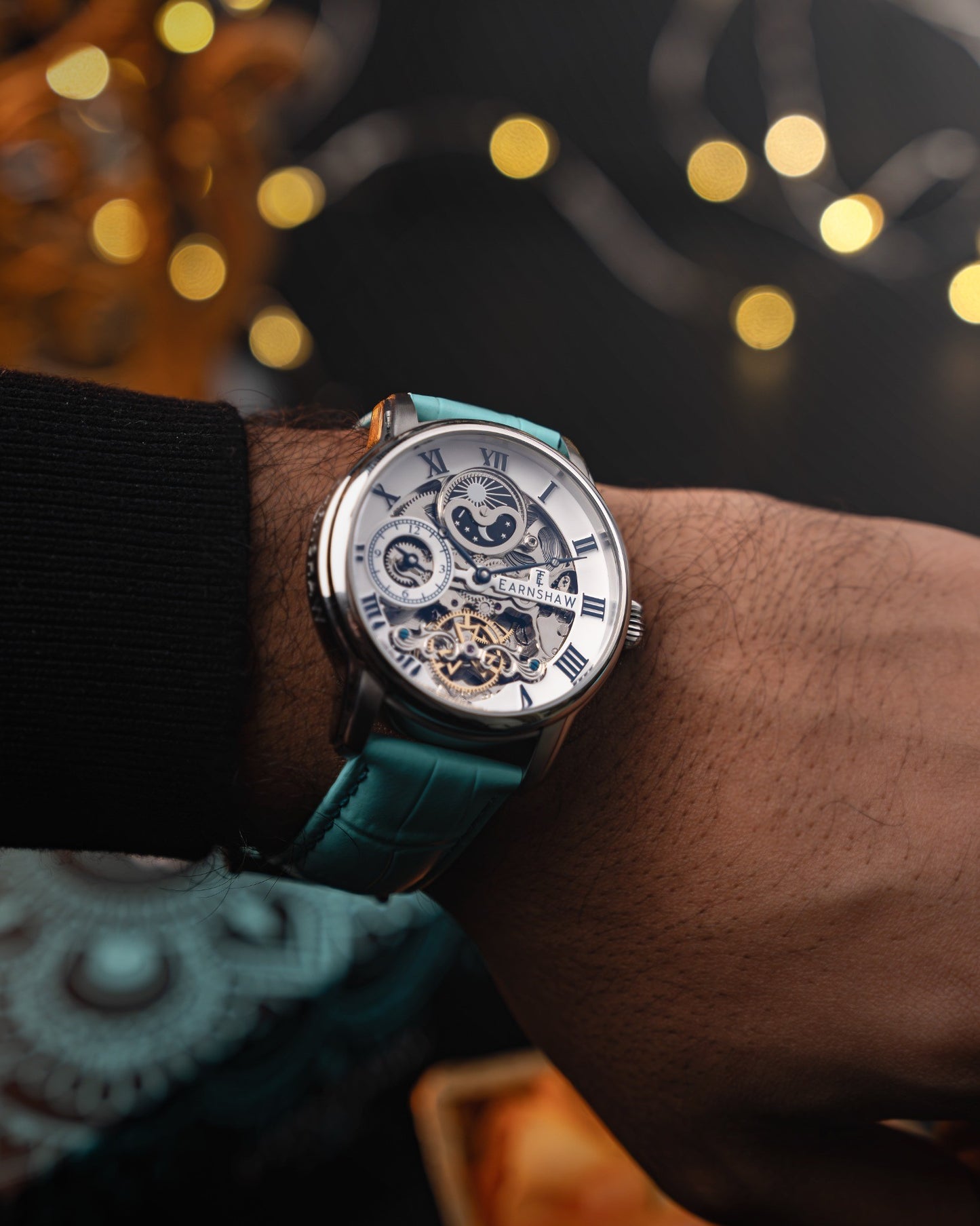 Thomas Earnshaw Men's 44mm Longitude Automatic Skeletonized Strap Watch