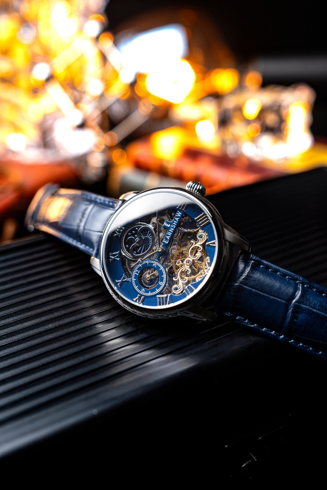 Thomas Earnshaw Men's 44mm Longitude Automatic Skeletonized Strap Watch