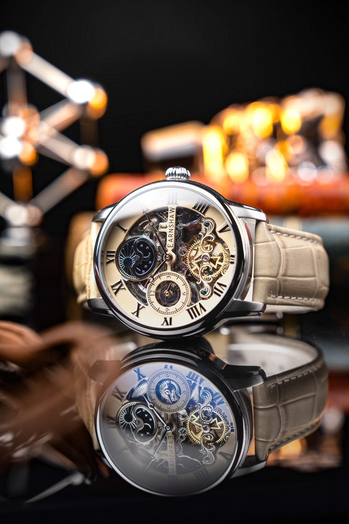 Thomas Earnshaw Men's 44mm Longitude Automatic Skeletonized Strap Watch