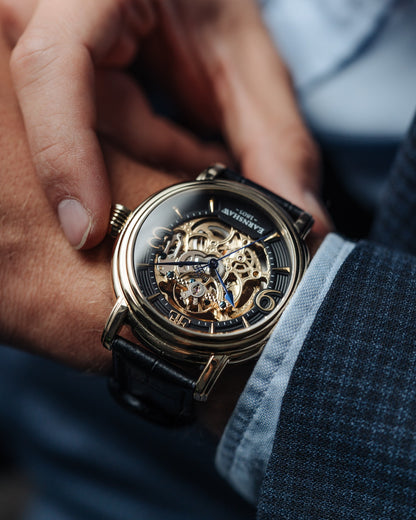 Thomas Earnshaw Men's 48mm Longcase Grande Auto Skeletonized Strap Watch