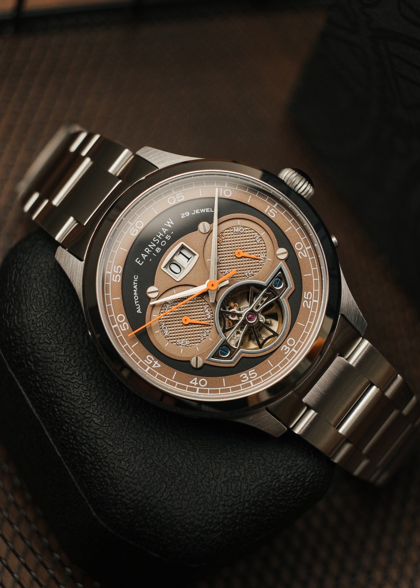 Thomas Earnshaw Men's 43mm Baron Grand Open Heart Automatic Bracelet Watch