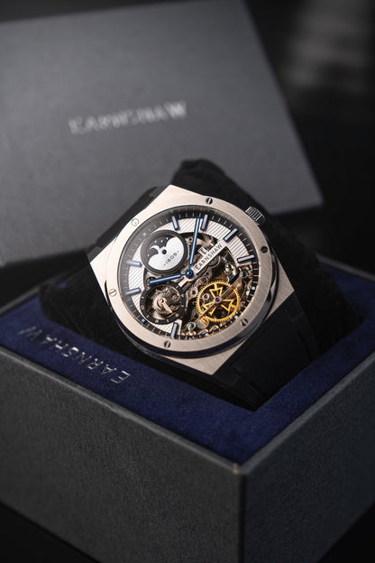 Thomas Earnshaw Men's 42mm Drake Dual Time Automatic Open Heart Strap Watch