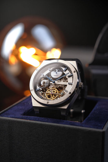 Thomas Earnshaw Men's 42mm Drake Dual Time Automatic Open Heart Strap Watch